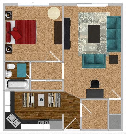 3D Floor Plan at Waldo Heights, Kansas City, MO, 64131